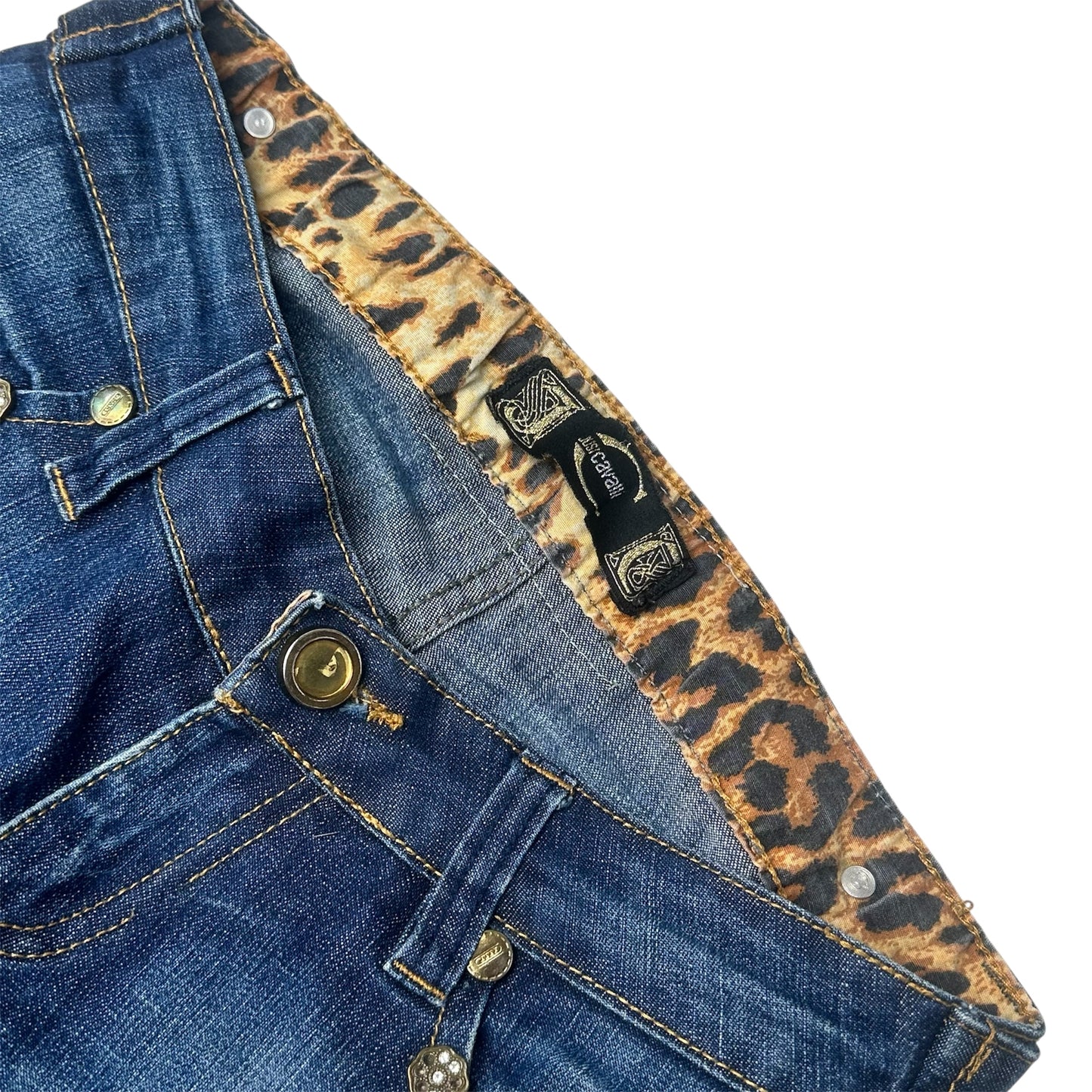 Cavalli Denim Leopard Capris