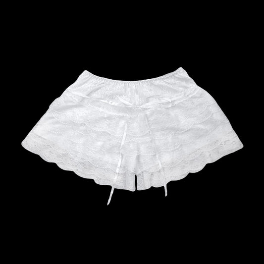 White Lace Bloomers with Ribbon