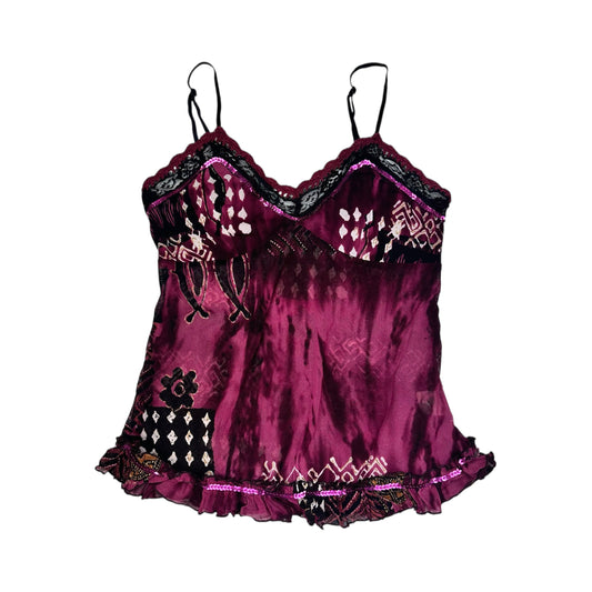 Sequin Pattern Mesh Cami