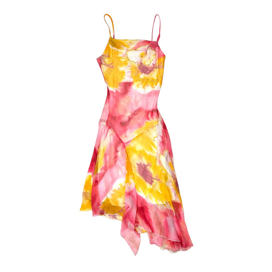 Pink & Yellow Sequin Mesh Dress
