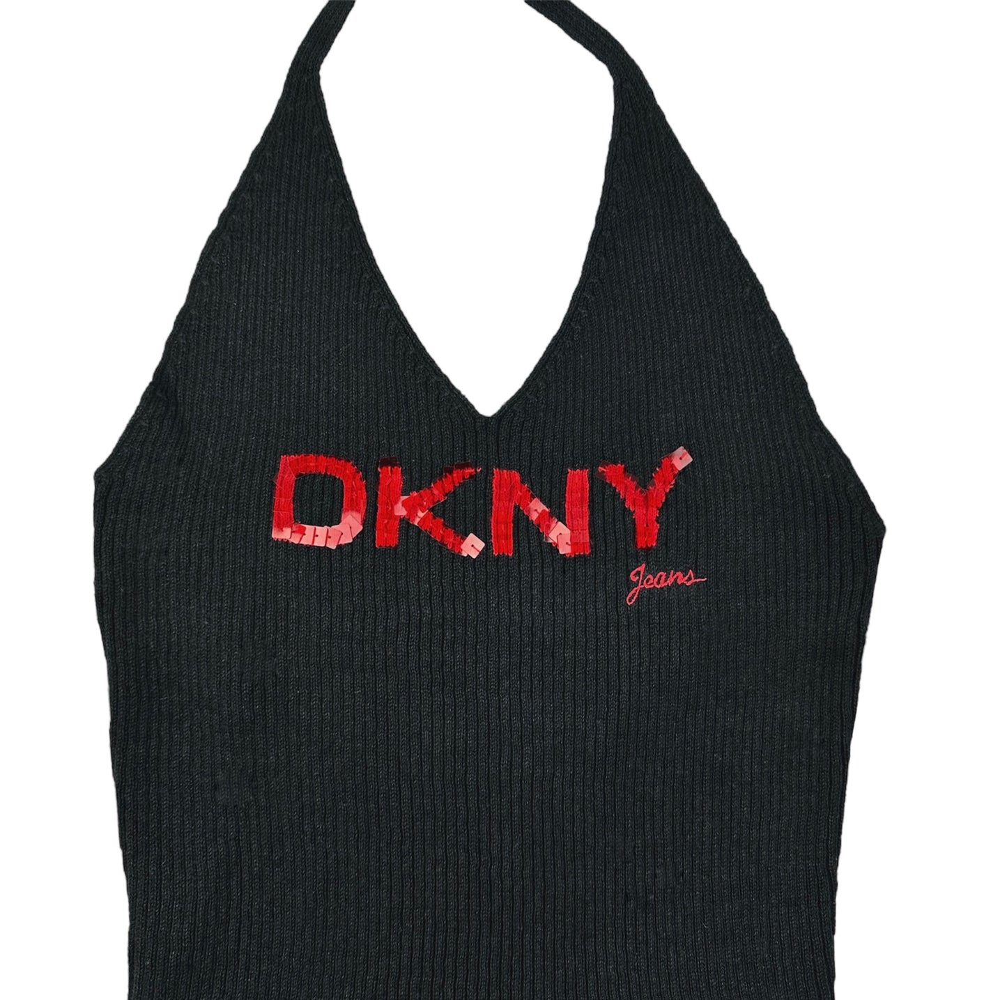 Deadstock DKNY Sequin Ribbed Knit Halter