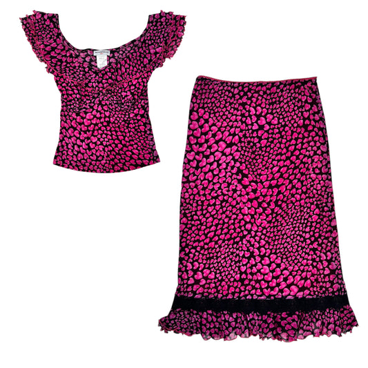 French Heart Print Top & Skirt Set
