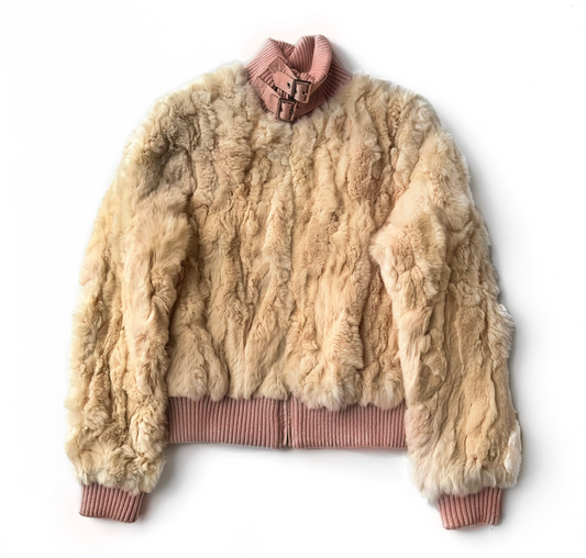 Pink & Tan Genuine Fur Jacket