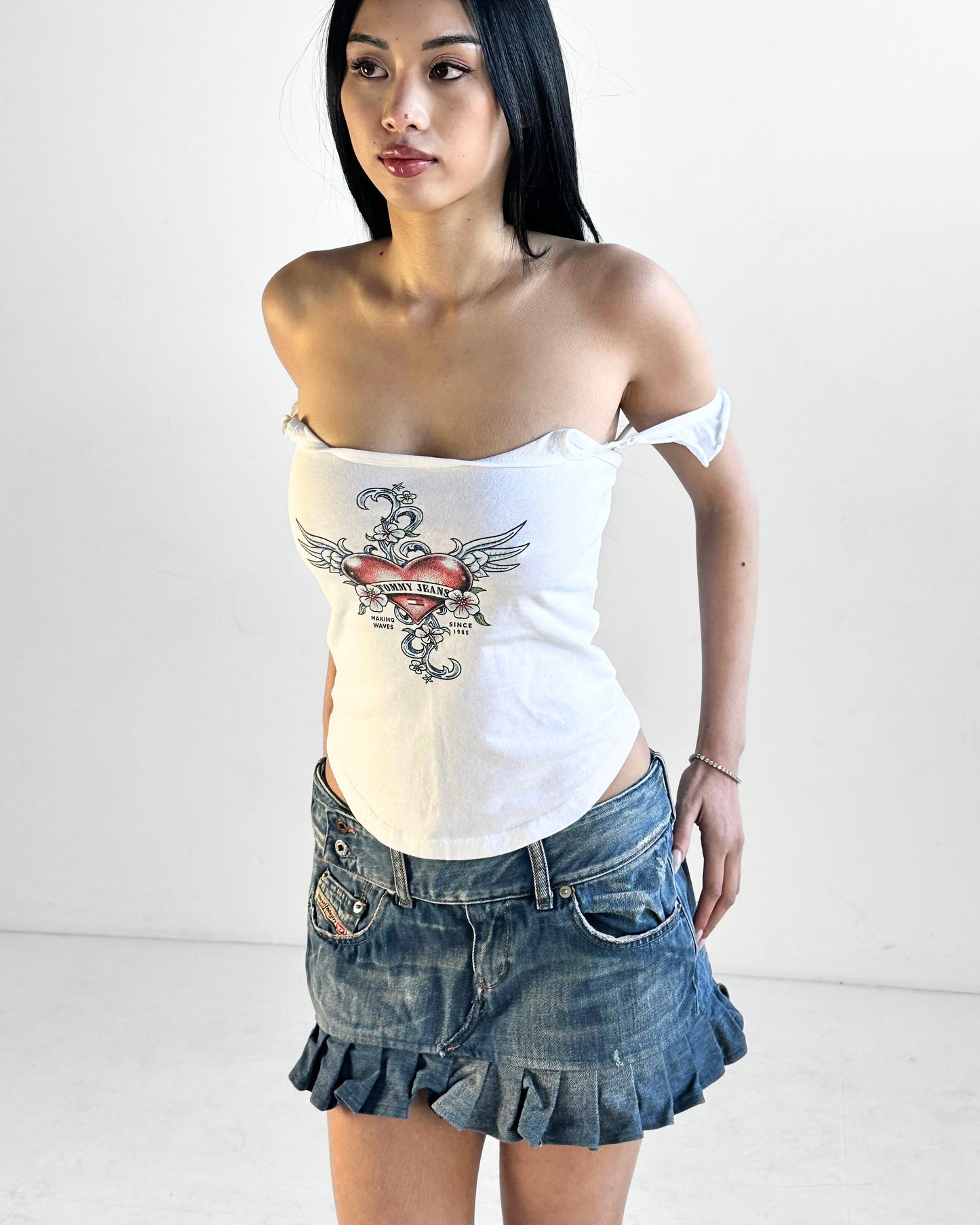 Diesel Denim Pleated Mini Skirt