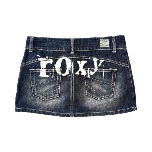 Roxy Black Denim Printed Mini Skirt