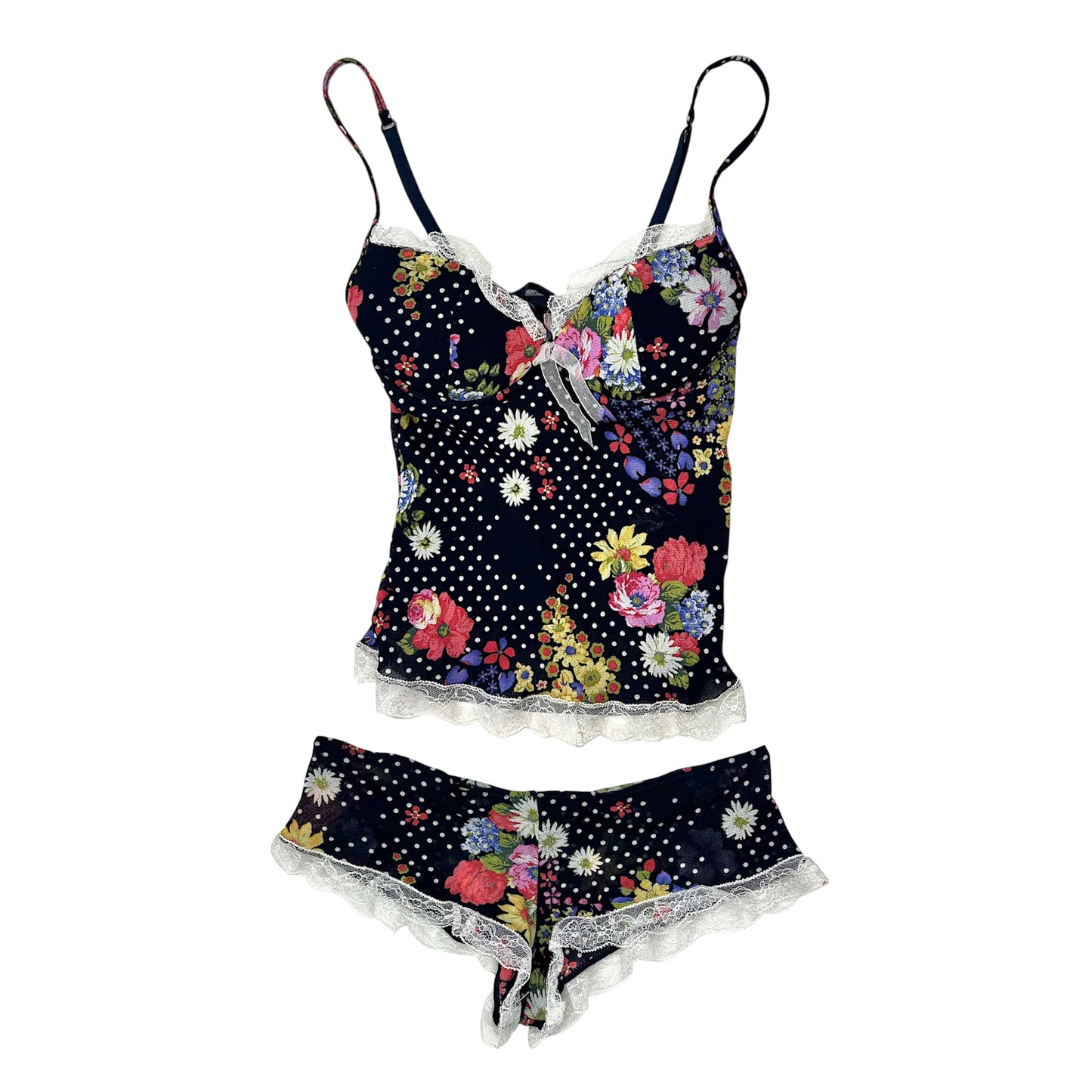 Mesh Polka Flower Lace Set