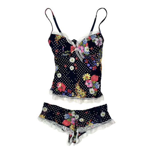 Mesh Polka Flower Lace Set