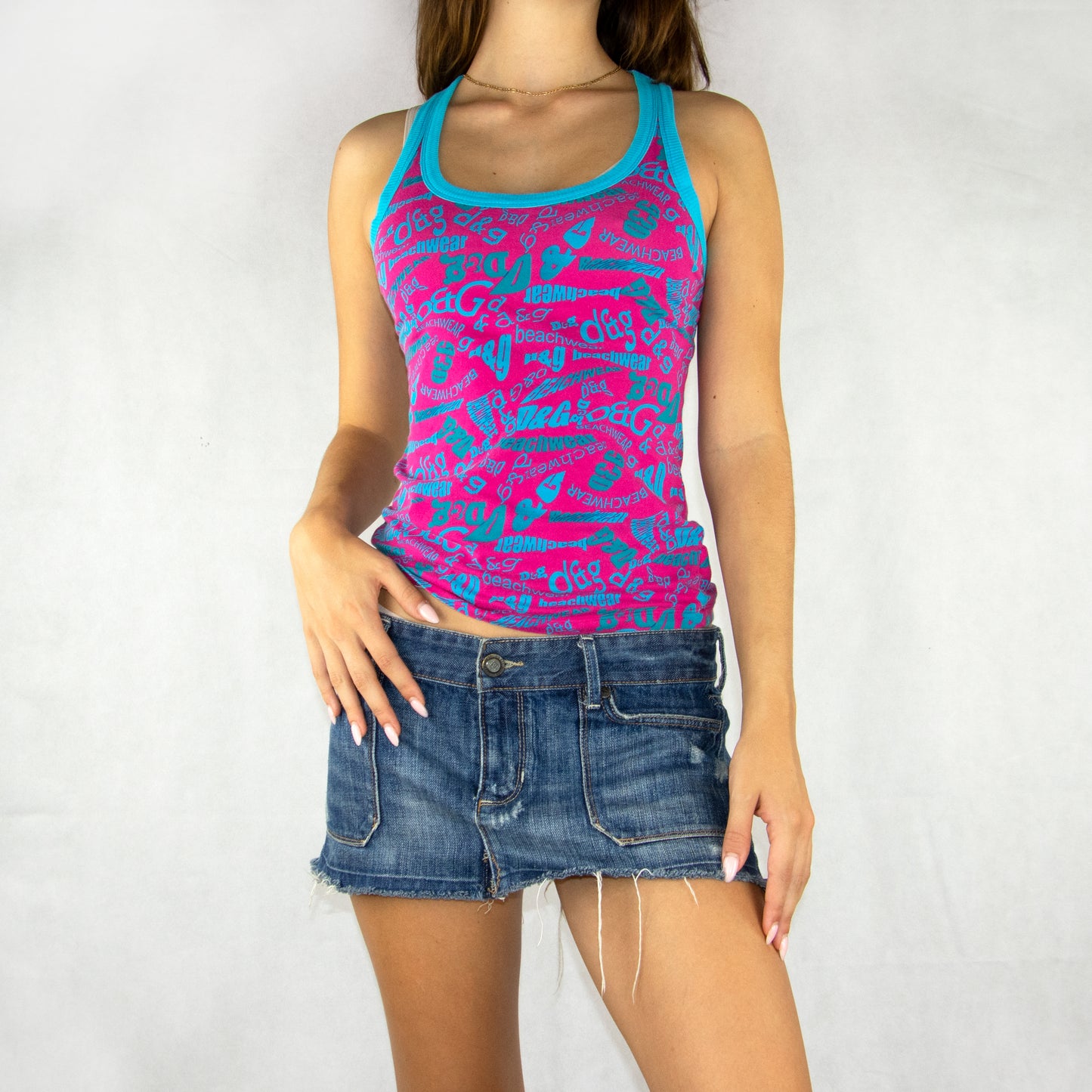 Dolce & Gabbana Warped Logo Printed Tank